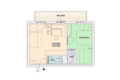 Ferienwohnungen in Radstadt, Grundriss Ferienwohnung Wasserbett